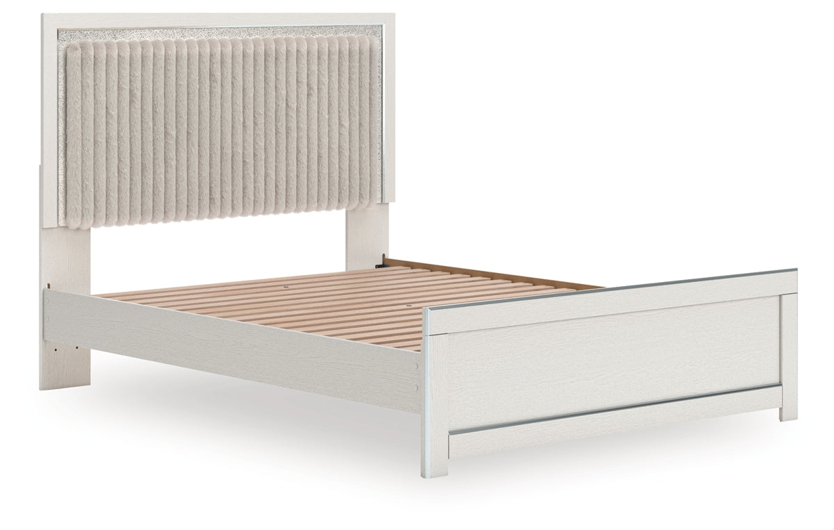 Zuraleus Queen Upholstered Panel Platform Bed, Dresser, Mirror, Chest and Nightstand