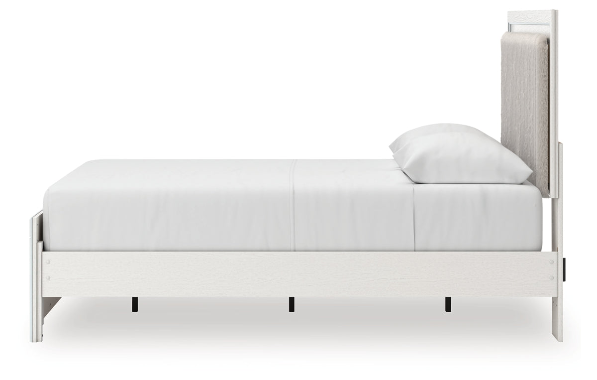 Zuraleus Queen Upholstered Panel Platform Bed, Dresser, Mirror and Nightstand