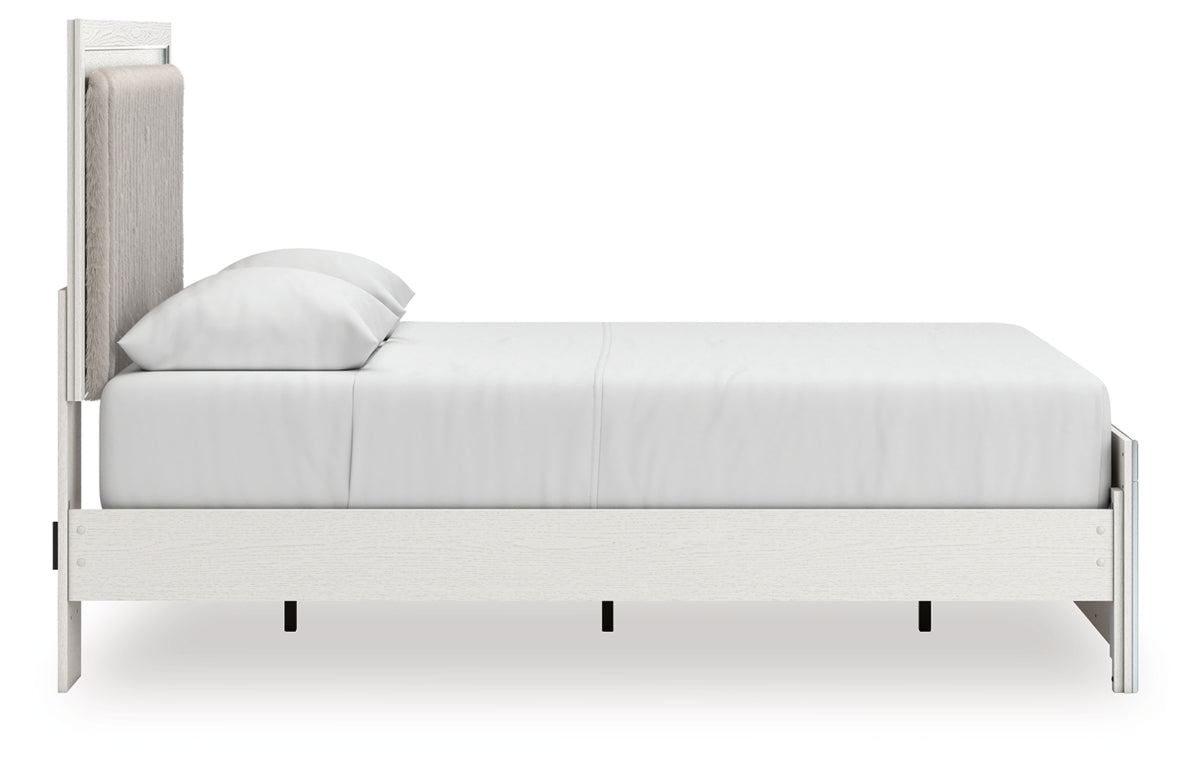 Zuraleus Queen Upholstered Panel Platform Bed, Dresser, Mirror and Nightstand