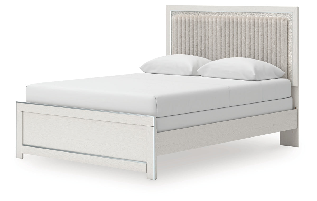 Zuraleus Queen Upholstered Panel Bed, Dresser, Mirror, Chest and Nightstand