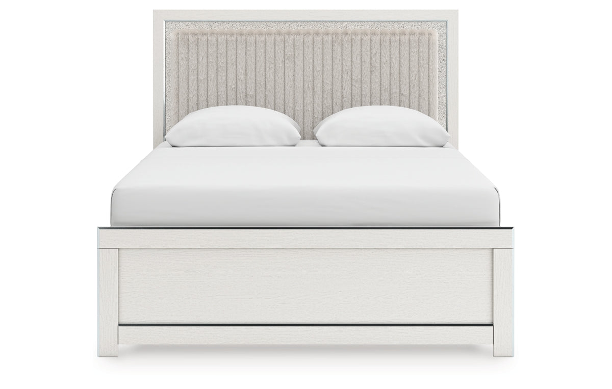 Zuraleus Queen Upholstered Panel Bed, Dresser, Mirror, Chest and Nightstand