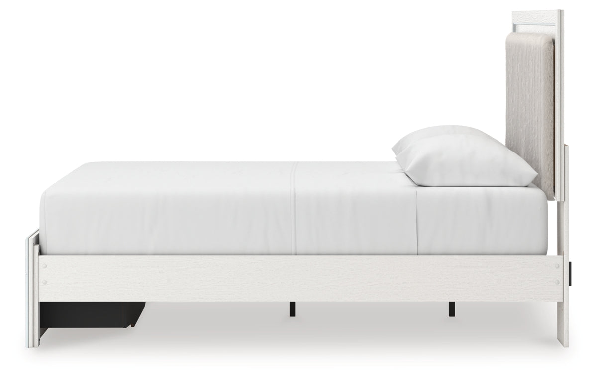 Zuraleus Queen Upholstered Panel Platform Storage Bed, Dresser and Mirror