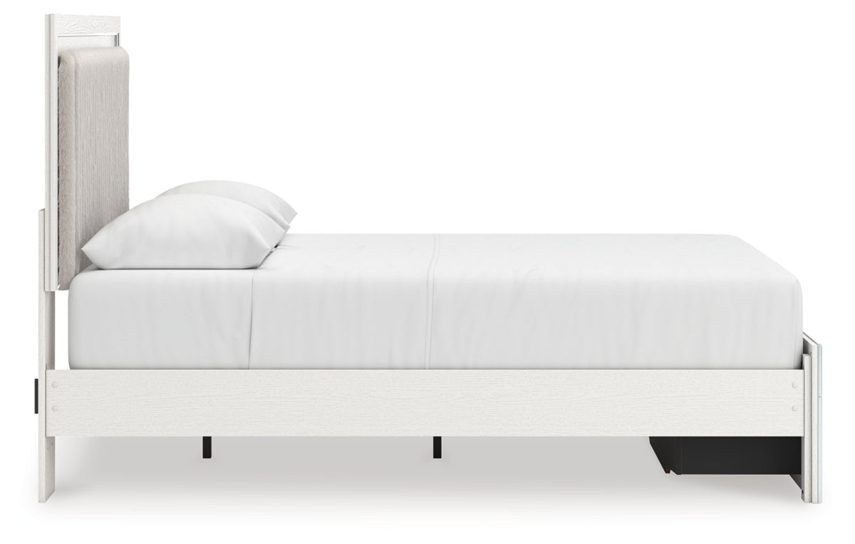 Zuraleus Queen Upholstered Panel Platform Storage Bed, Dresser, Mirror and Chest