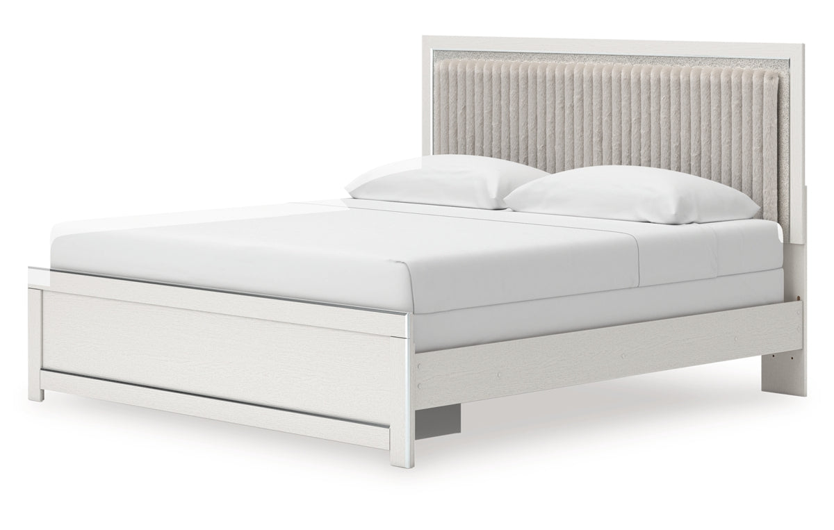 Zuraleus King Upholstered Panel Bed, Dresser, Mirror and Chest