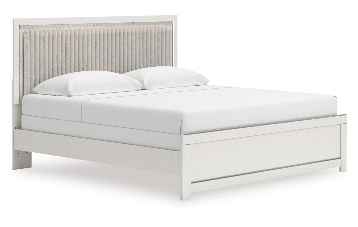 Zuraleus King Upholstered Panel Bed, Dresser, Mirror and Chest