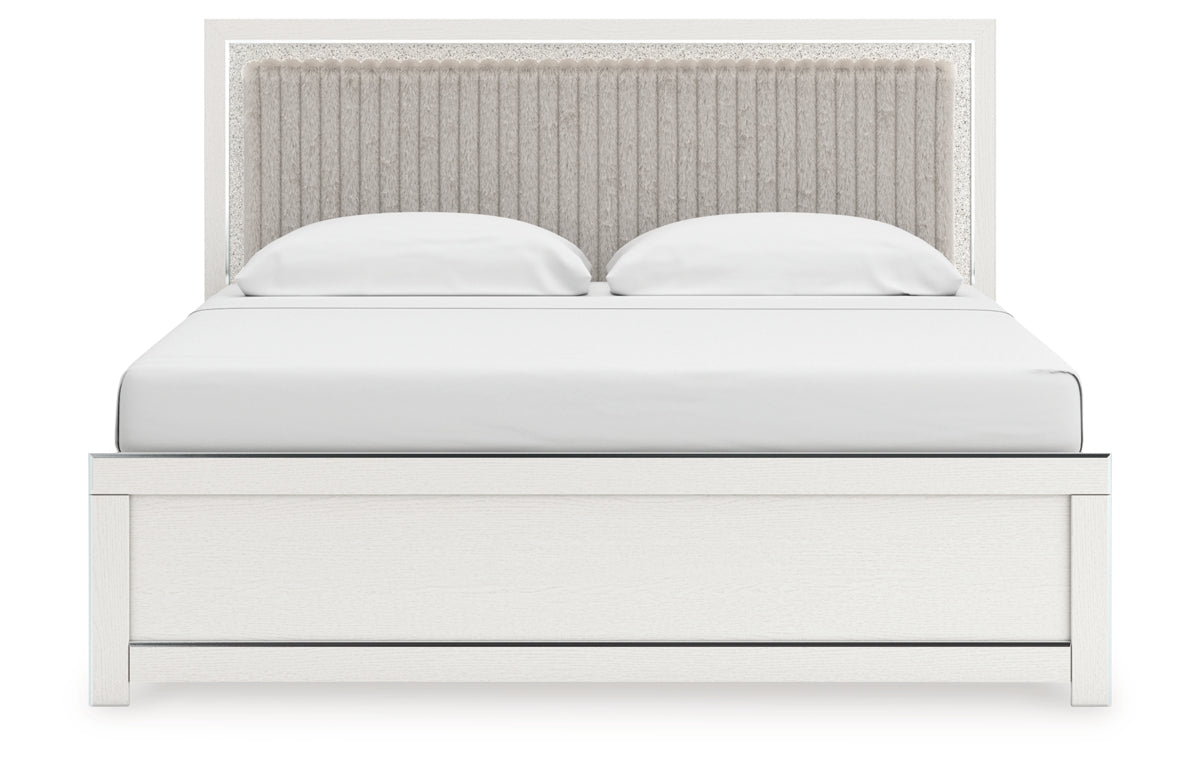 Zuraleus King Upholstered Panel Bed, Dresser and Mirror