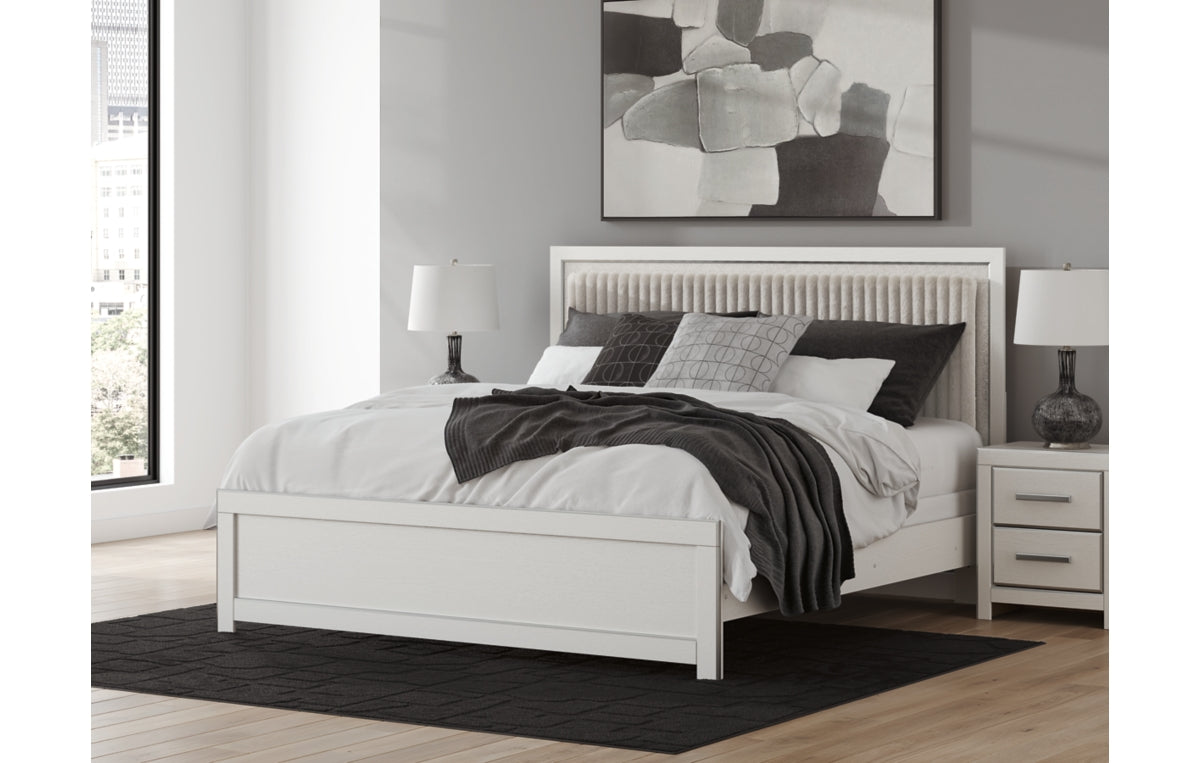 Zuraleus King Upholstered Panel Bed, Dresser and Mirror