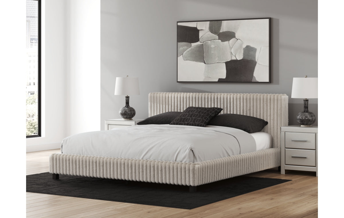 Zuraleus California King Upholstered Bed, Dresser and Mirror