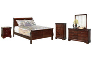 Alisdair Full Sleigh Bed with Mirrored Dresser, Chest and Nightstand