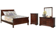 Alisdair Full Sleigh Bed with Mirrored Dresser and Chest