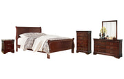 Alisdair California King Sleigh Bed with Mirrored Dresser, Chest and Nightstand