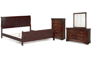 Alisdair King Sleigh Bed with Mirrored Dresser and Chest