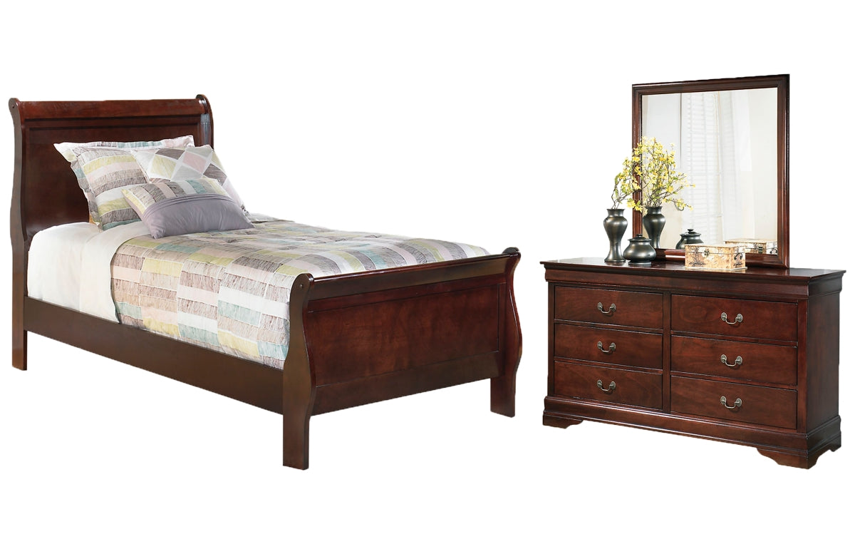 Alisdair Twin Sleigh Bed with Mirrored Dresser