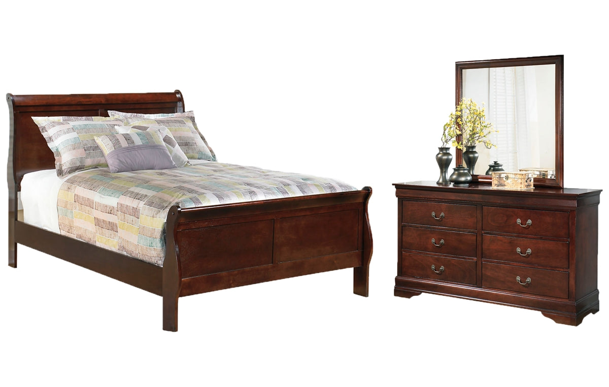 Alisdair Full Sleigh Bed with Mirrored Dresser