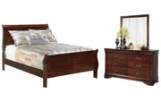 Alisdair Full Sleigh Bed with Mirrored Dresser
