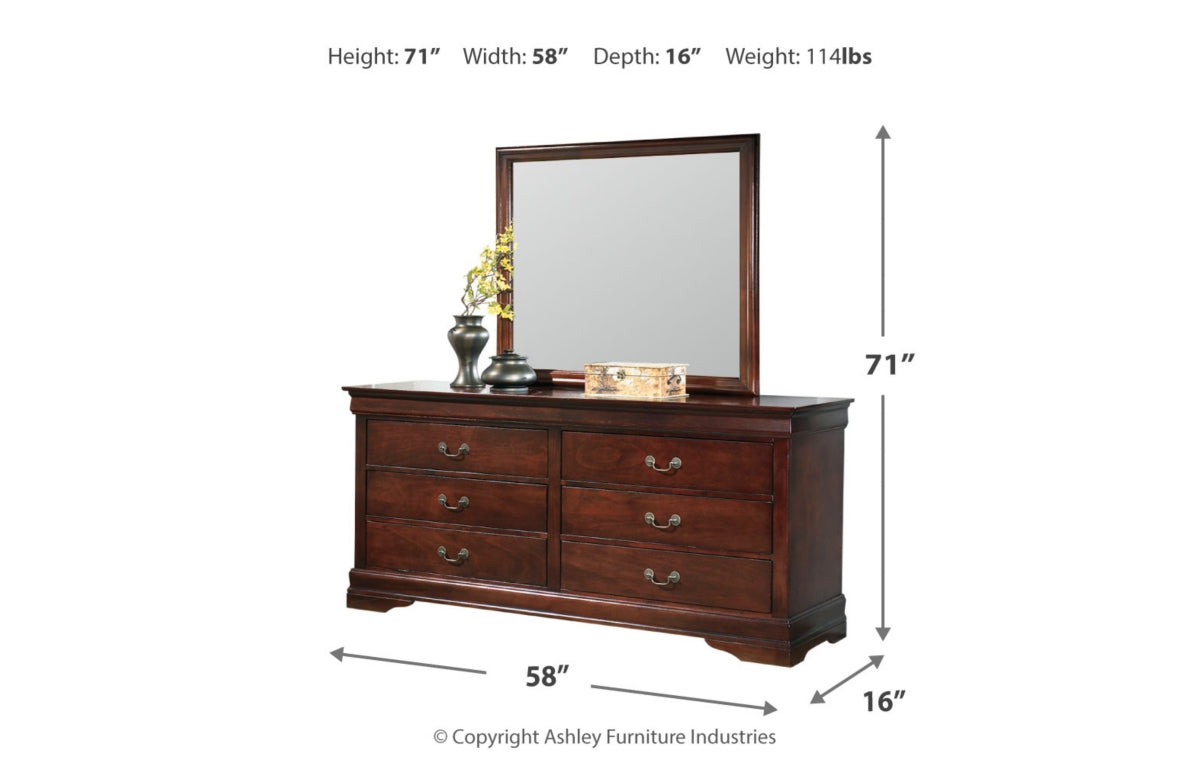 Alisdair Twin Sleigh Bed with Mirrored Dresser, Chest and Nightstand