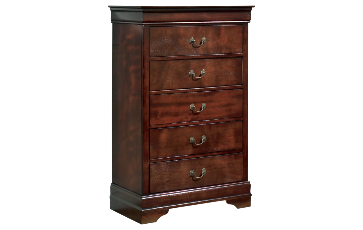 Alisdair California King Sleigh Bed with Mirrored Dresser and Chest