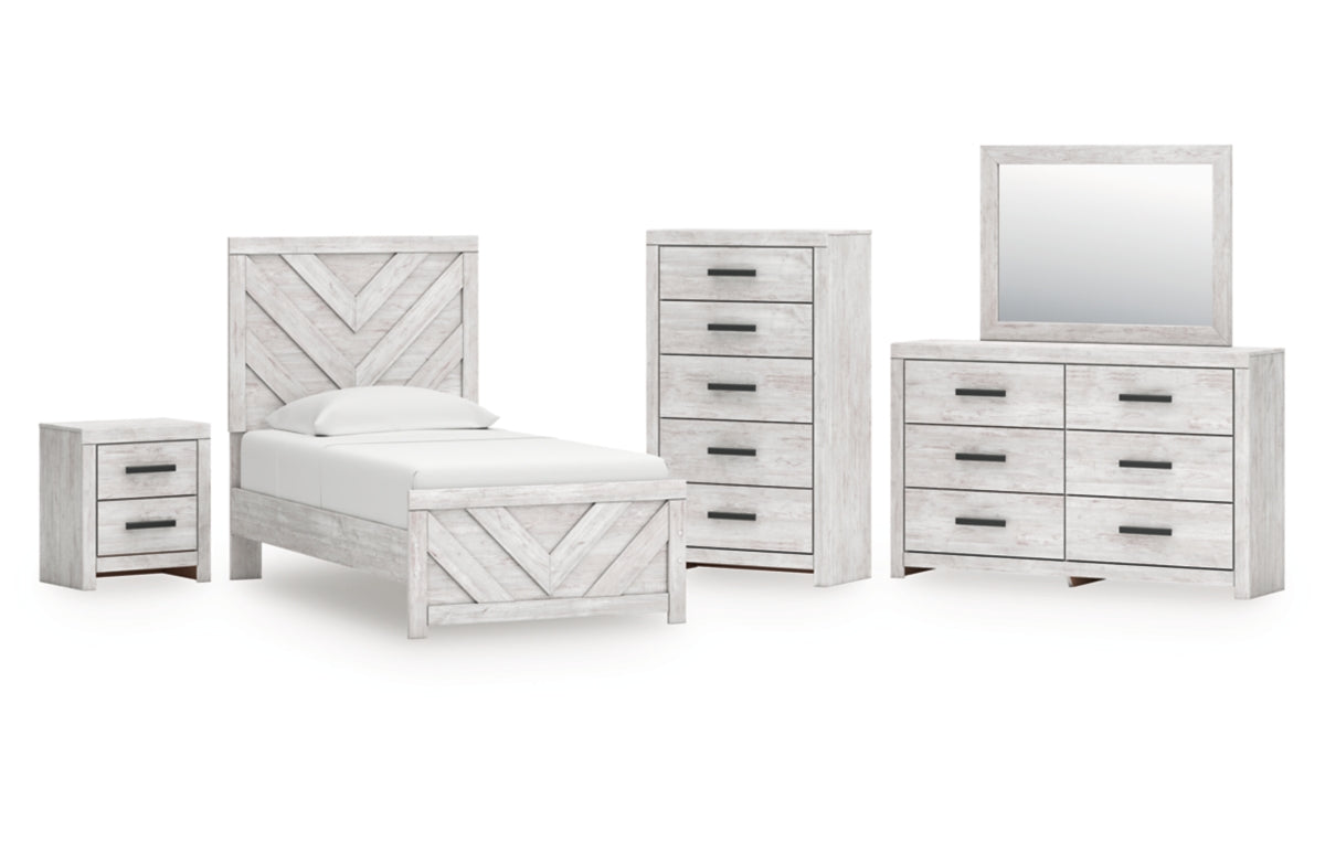 Cayboni Twin Panel Bed, Dresser, Mirror, Chest and Nightstand