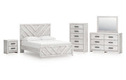 Cayboni Queen Panel Bed with Mirrored Dresser, Chest and Nightstand