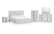 Cayboni King Panel Bed, Dresser, Mirror, Chest and Nightstand