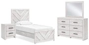 Cayboni Twin Panel Bed, Dresser, Mirror and Nightstand