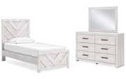 Cayboni Twin Panel Bed with Mirrored Dresser
