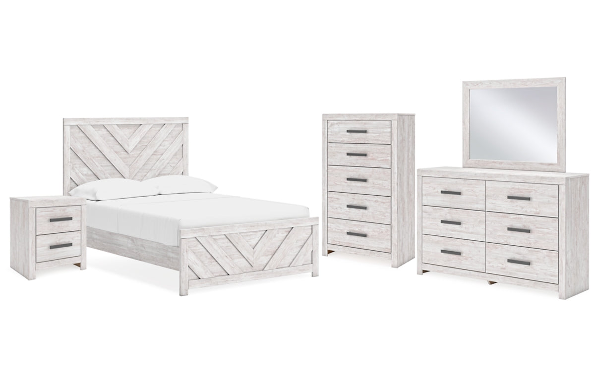 Cayboni Full Panel Bed, Dresser, Mirror, Chest and Nightstand