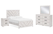 Cayboni Full Panel Bed with Mirrored Dresser and Nightstand