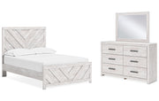 Cayboni Full Panel Bed with Mirrored Dresser