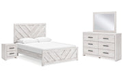 Cayboni Queen Panel Bed with Mirrored Dresser and Nightstand