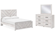 Cayboni Queen Panel Bed with Mirrored Dresser