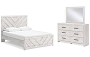 Cayboni King Panel Bed with Mirrored Dresser