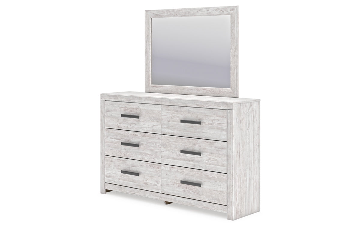 Cayboni Twin Panel Bed with Mirrored Dresser, Chest and Nightstand