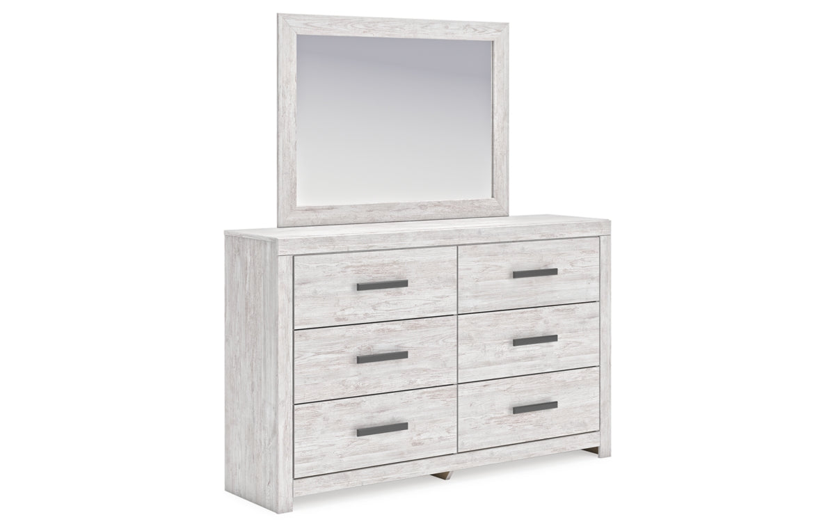 Cayboni Queen Panel Bed with Mirrored Dresser