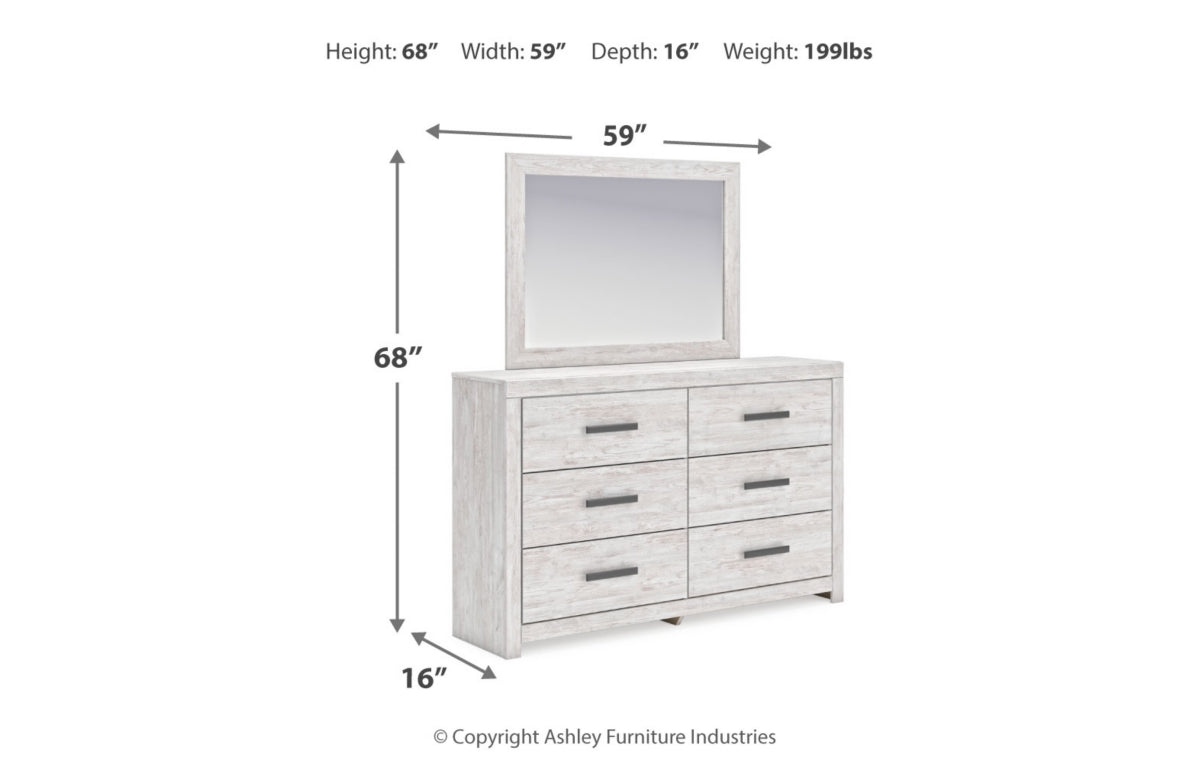 Cayboni Twin Panel Bed with Mirrored Dresser