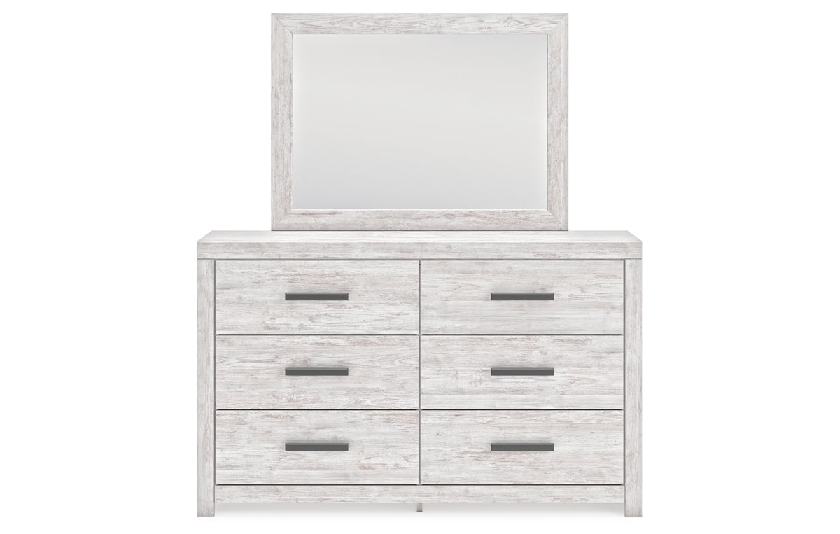 Cayboni Queen Panel Bed with Mirrored Dresser and Nightstand
