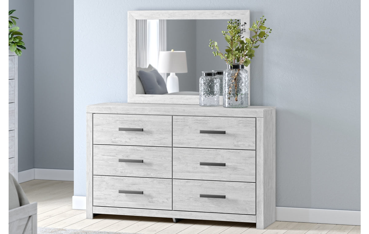 Cayboni Full Panel Bed with Mirrored Dresser and Nightstand