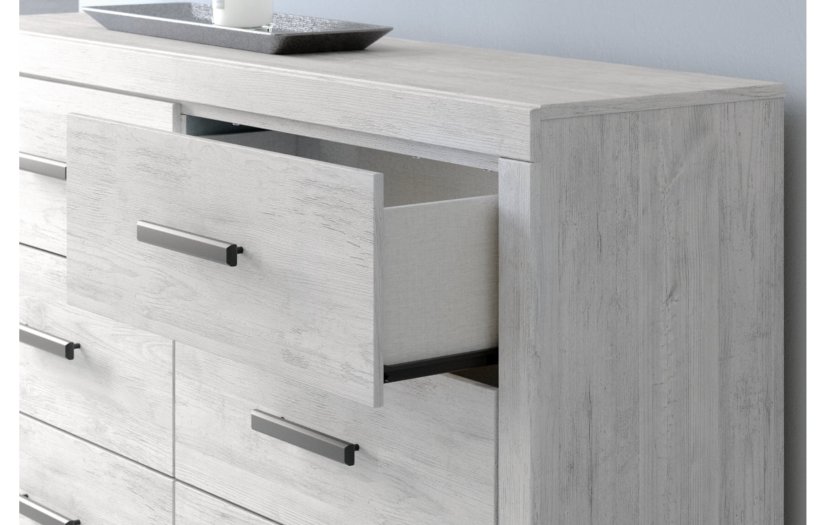 Cayboni Full Panel Bed with Mirrored Dresser and Chest