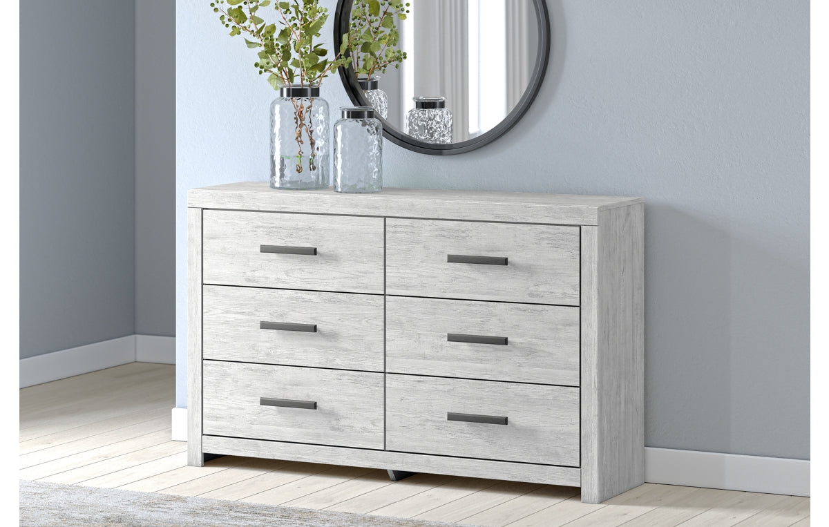 Cayboni Full Panel Bed with Mirrored Dresser and Chest