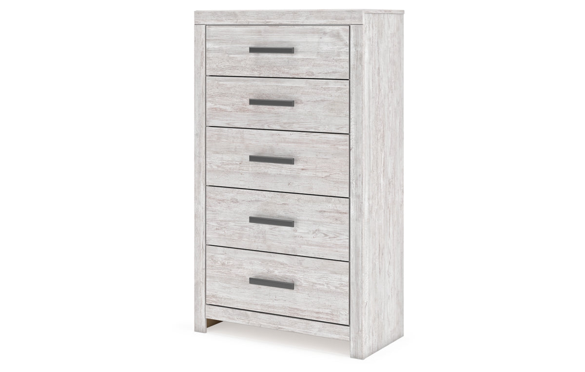 Cayboni King Panel Bed, Dresser, Mirror, Chest and Nightstand