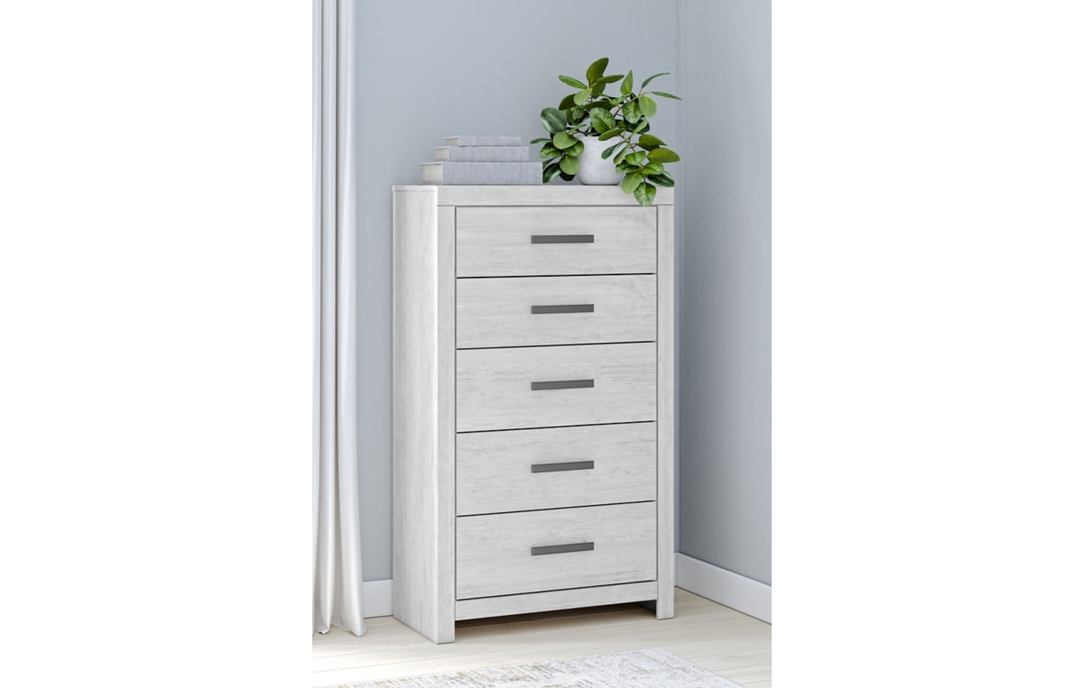 Cayboni Queen Panel Bed with Mirrored Dresser, Chest and Nightstand
