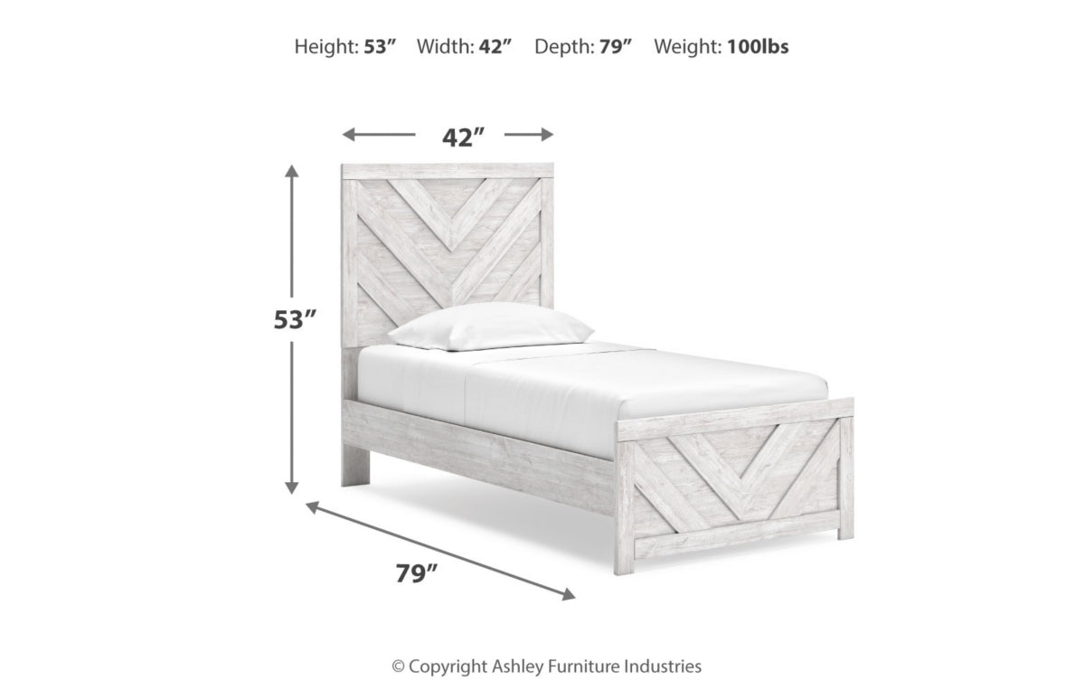 Cayboni Twin Panel Bed with Mirrored Dresser and Nightstand