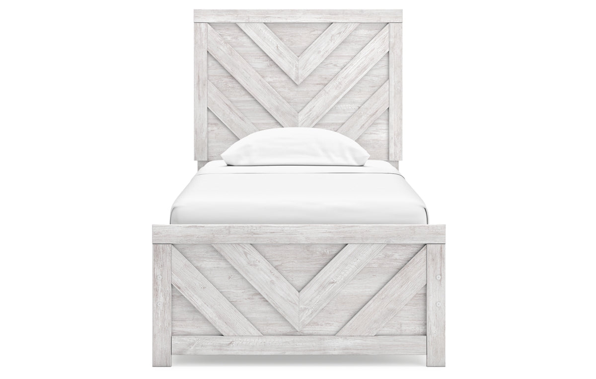 Cayboni Twin Panel Bed with Mirrored Dresser, Chest and Nightstand
