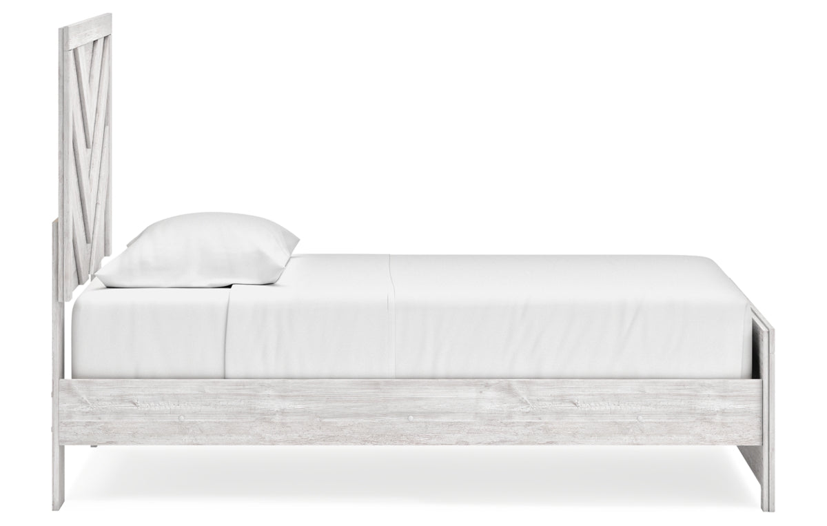 Cayboni Twin Panel Bed with Mirrored Dresser, Chest and Nightstand