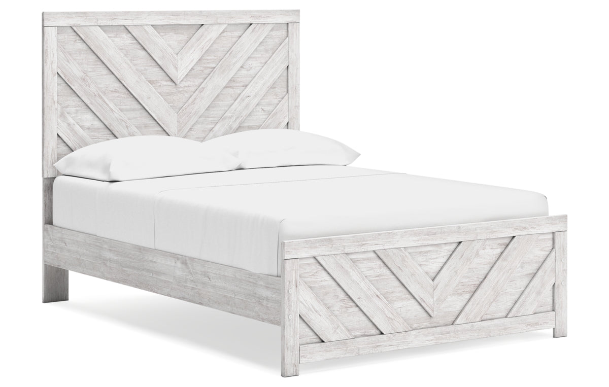 Cayboni Full Panel Bed with Mirrored Dresser and Chest