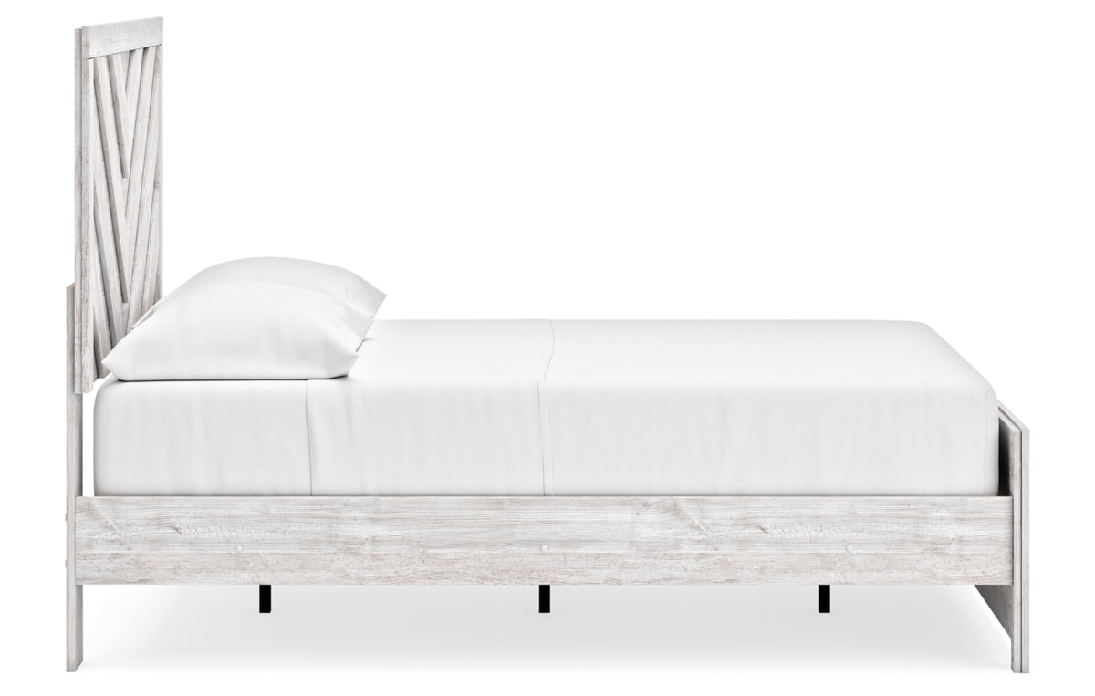 Cayboni Full Panel Bed with Mirrored Dresser, Chest and Nightstand