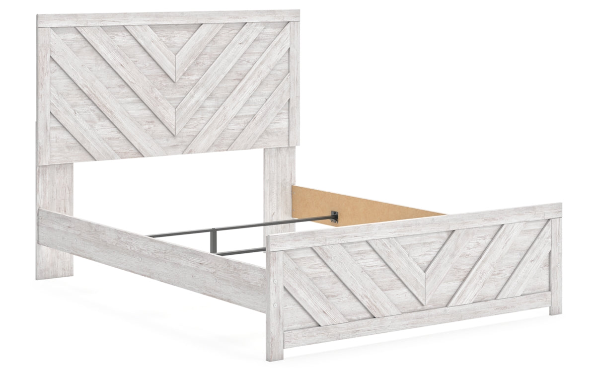 Cayboni Queen Panel Bed with Mirrored Dresser