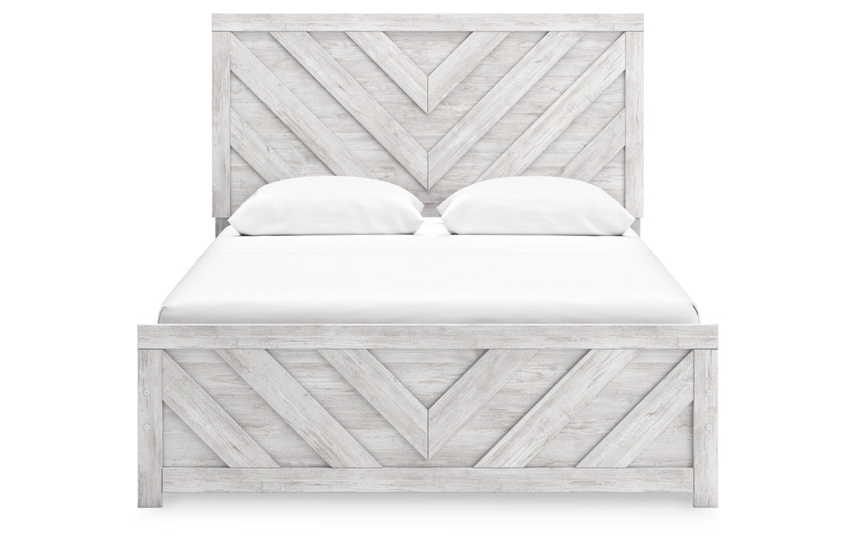 Cayboni Queen Panel Bed with Mirrored Dresser, Chest and Nightstand