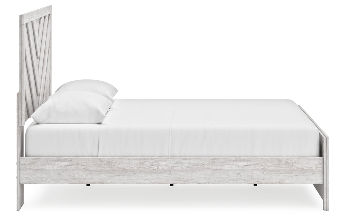 Cayboni Queen Panel Bed with Mirrored Dresser and Chest