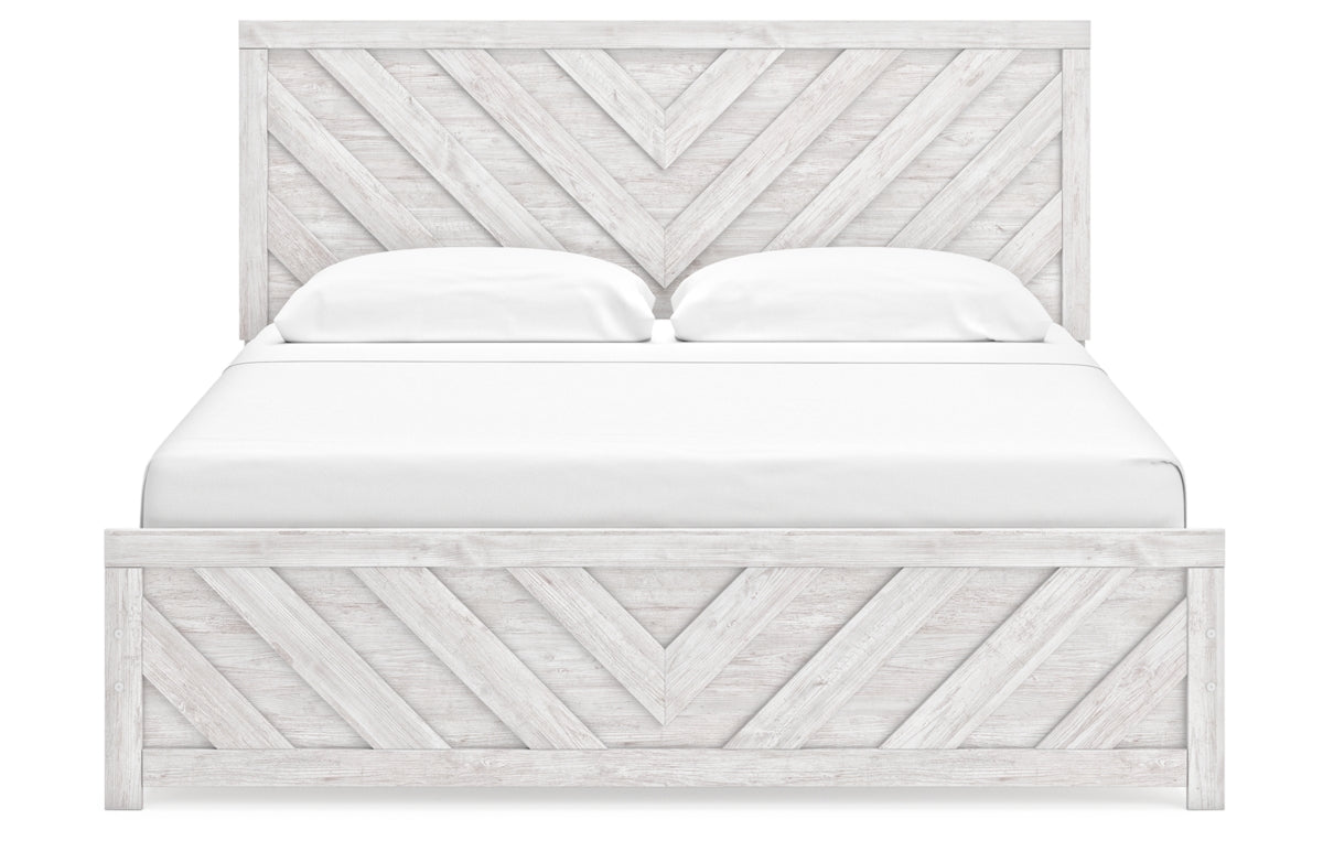 Cayboni King Panel Bed with Mirrored Dresser